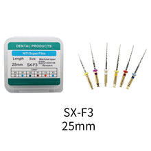 Load image into Gallery viewer, HRRSDental Dental Engine Use NiTi Super Rotary File Endondontic Root Canal Files 21mm/25mm SX-F3 6Pcs/Box Dentist Tool Instrument
