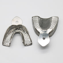 Load image into Gallery viewer, HRRSDental 2pcs/set Dental Impression Tray Upper and Lower Stainless Steel Teeth Hold Autoclavable Teeth Tray Dental Materials Dental Laboratory Tools
