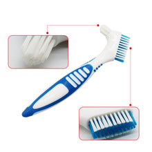 Load image into Gallery viewer, HRRSDental Multi-Layered Bristles Denture Cleaning False Teeth Brush Oral Care Non-slip Ergonomic Rubber Handle Dual Heads Antibacterial
