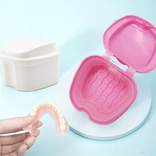Load image into Gallery viewer, HRRSDental Denture Storage Box Oral Denture Plastic Care Bath Box with Hanging Net Container
