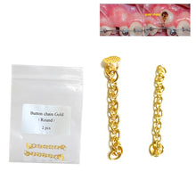 Load image into Gallery viewer, HRRSDental 2Pcs/Pack Gold Coated/Silver Mesh Base Lingual Button Traction Chain HRRSDental

