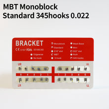 Загрузить изображение в средство просмотра галереи, HRRSDental Ortho MBT Monoblock 345hooks 0.022 Metal Bracket Red Pad 10Packs
