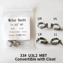Load image into Gallery viewer, HRRSDental Molar Bands MBT 1st U3L2 With Cleats Convertible 0.22 (4pcs/Pack) 1Pack
