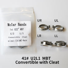 Load image into Gallery viewer, HRRSDental Molar Bands MBT 1st U2L1 With Cleats Convertible 0.22 (4pcs/Pack) 1Pack

