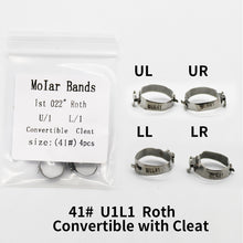 Загрузить изображение в средство просмотра галереи, HRRSDental U1L1 Roth 0.22 Convertible Buccal Tube Molar Band With Cleat (33-41) 1Pack(4pcs/Pack)
