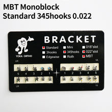 Загрузить изображение в средство просмотра галереи, HRRSDental MBT Monoblock 3/345hooks Metal 0.022 Bracket Black Pad 10Packs
